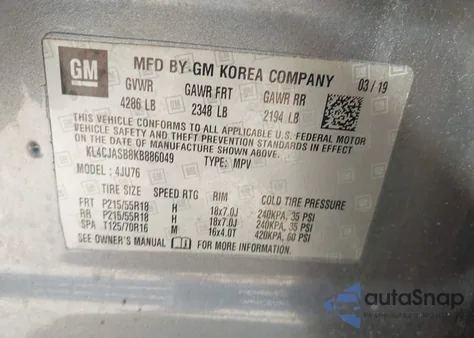 2019 Buick Encore Fwd Preferred from USA, damaged, VIN KL4CJASB8KB886049